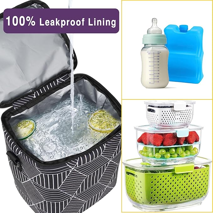 Breastmilk Cooler Bag with Ice Pack Fits 4 Baby Bottles Up to 9 Ounce Insulated Baby Bottle Bag Breast Milk Cooler on The Go with Strap Baby Bottle Cooler Bag for Nursing Mom Daycare or Travel-CubbioJoy