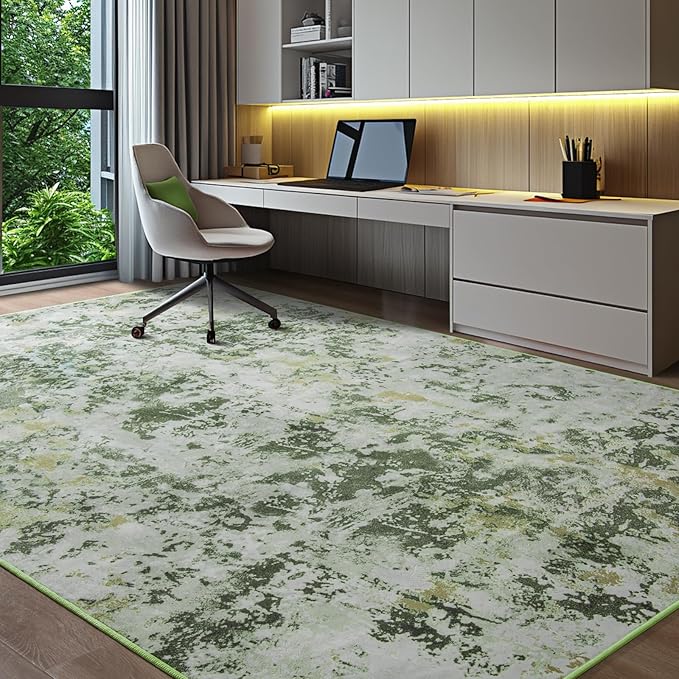 Kelarea 6x9 Rug for Living Room, Green Washable Non-Slip Rugs, Modern Abstract Large Rugs Low Pile Soft Carpet for Bedroom, Kitchen, Dining Room, Classroom, Dorm, Nursery, Home Office-CubbioJoy