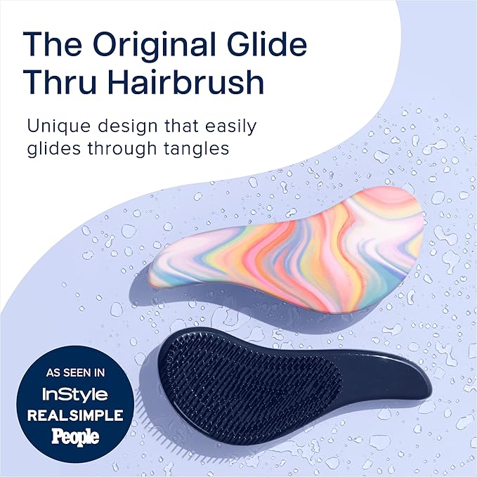 Crave Naturals Glide Thru Hair Brush - Detangler Brush for Curly, Straight, Wet or Dry Hair - Gentle Detangling Brushes for Adults, Kids, Toddlers - Hair Accessories for Women - 7.5x3 Soft Hazy Swirl-CubbioJoy