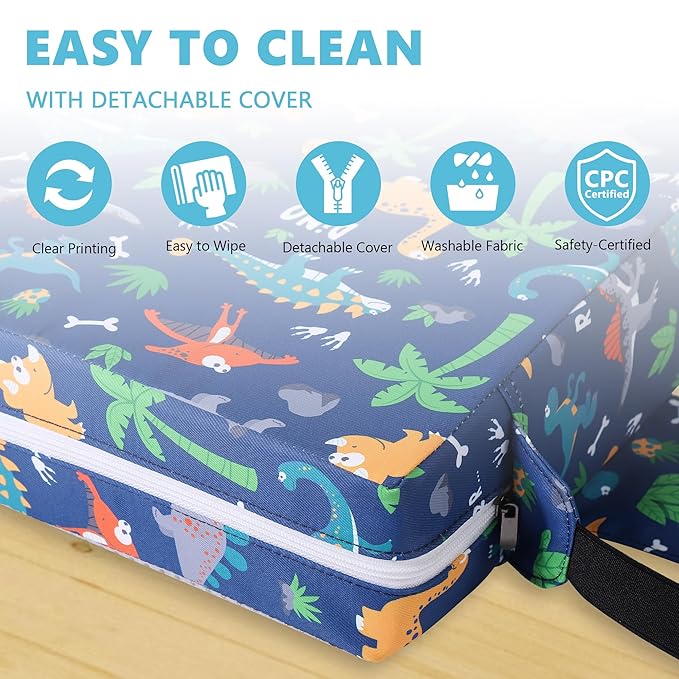 Booster Seat for Kitchen Chair with Adjustable Straps, Toddler Booster Seats for Dining Table Portable for Travel Camping Eating, Booster Cushion for Table for Baby Child Infant Kid Boy Girl-CubbioJoy