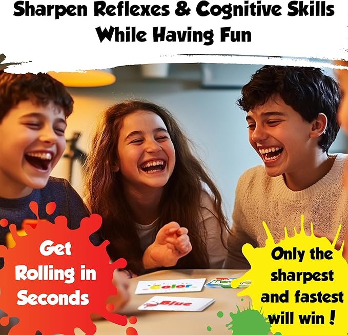 DiDaYo - Fast Paced Family Games, Brain Teaser Card Game for Kids 8-12, Ideal Speed Color Game for Teens and Adults, Fun Slumber Party Games, 2-8 Players, Travel Friendly-CubbioJoy
