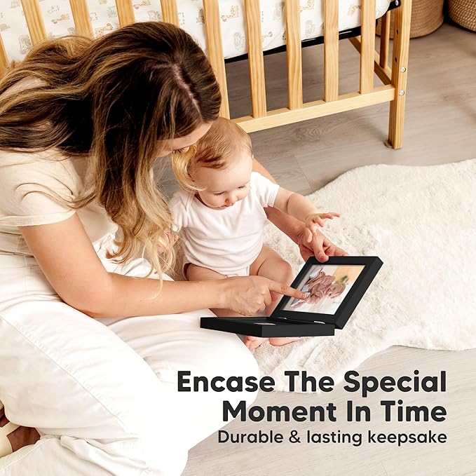 Baby Hand and Footprint Kit, Quick Dry Clay - Newborn Keepsake Feet and Handprint Kit, Nursery Picture Frame, Pet Dog Paw Prints,Personalized New Mom Gifts for Baby Showers & Registry(Onyx Black)-CubbioJoy