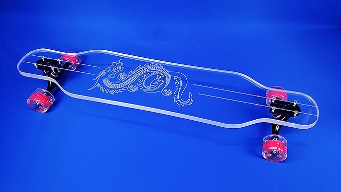 Clear Longboard Skateboard - Transparent Acrylic Long Boards with Light-Up LED Wheels for Smooth Rides - Ride The Streets in Style with Longboard Built for Beginners & Pros Alike-CubbioJoy