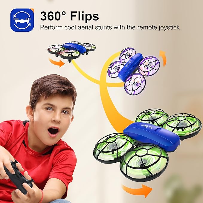 Drones for Kids with Camera,Rc Drone Indoor Small Helicopter,Birthday Gifts for Boys and Girls Beginners Friendly,Mini Quadcopter Toy With 2 Batteries,Propeller Protect,Altitude Hold-CubbioJoy