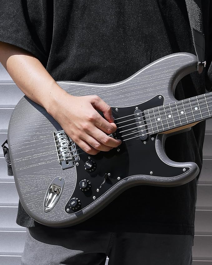 DONNER DST-80 Electric Guitar 39” Beginner Electric Guitar Kit with Amp, Classic SSS Pickup Complete with Gig Bag, Tuner, Capo, Strap, Picks, and Free Online Lessons-CubbioJoy