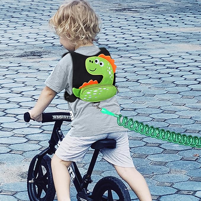 Accmor Toddler Harness Leash, Cute Dinosaur Kids Harness Child Leash with Anti Lost Wrist Link for Outdoor Travel, Adorable Baby Walking Harness Wristband Assistant Strap for 1-3 Years Old Boys Girls-CubbioJoy