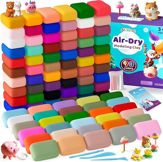 Air Dry Clay for Kids,90 Colors Modeling Model Magic Clay,DIY Molding Clay Starter Kit with Sculpting Tools,Soft and Non-Sticky,Art and Crafts for Boys & Girls 3-12 Years Old.-CubbioJoy