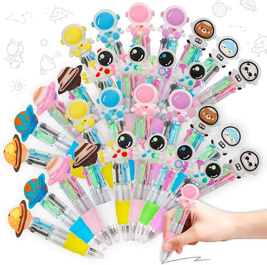 30Pcs Mini Multicolor Pens in One 4-in-1 Cute Pens Bulk for Kids, Ballpoint Pen for Birthdays and Children's Parties, Fun Gifts Assorted Ink Kawaii Pen(Space)-CubbioJoy