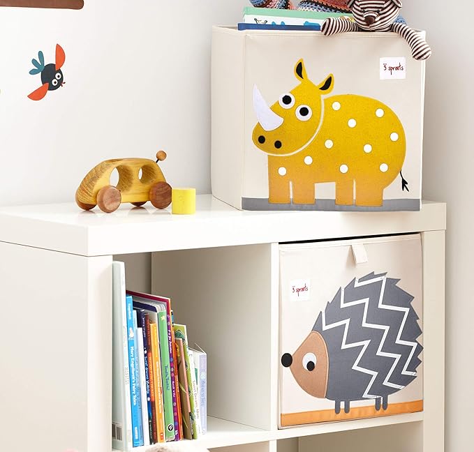 3 Sprouts Toy Storage Organizer: Toy Box Cube Organizer for Playroom, Nursery - Foldable Storage Bin - Rhino-CubbioJoy