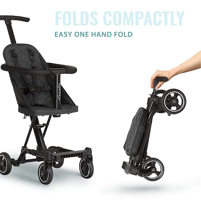Dream On Me Lightweight and Compact Coast Rider Stroller with One Hand Easy Fold, Adjustable Handles and Soft Ride Wheels, Black-CubbioJoy