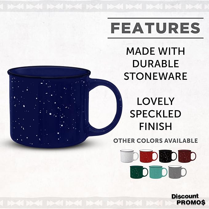 DISCOUNT PROMOS Ceramic Campfire Coffee Mugs 13 oz. Set of 10, Bulk Pack - Perfect for Tea, Espresso, Cappuccino, Hot Cocoa - Blue-CubbioJoy