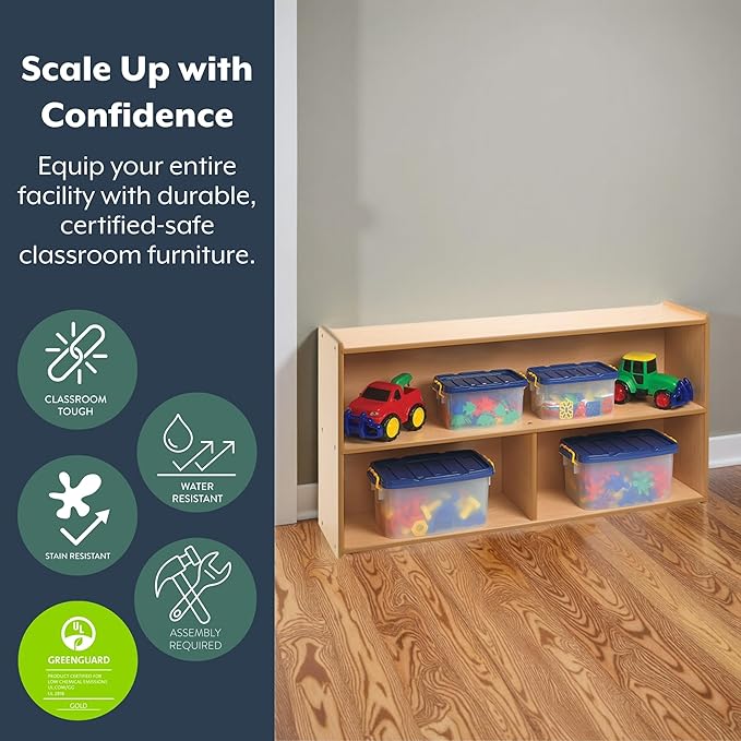 Angeles Value Line Preschool 2-Shelf Storage, Classroom Organization, Cubbies for Daycare, Assembly Required, 48" L x 12" W x 27" H-CubbioJoy