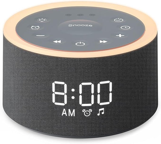 Dreamegg D1+ Sound Machine & Alarm Clock - Sound Machine for Sleep, White Noise Machine with 29 Soothing Sounds, Night Light, 0-100% Dimmable, White Noise Alarm Clock for Bedrooms Adults Baby, Black-CubbioJoy