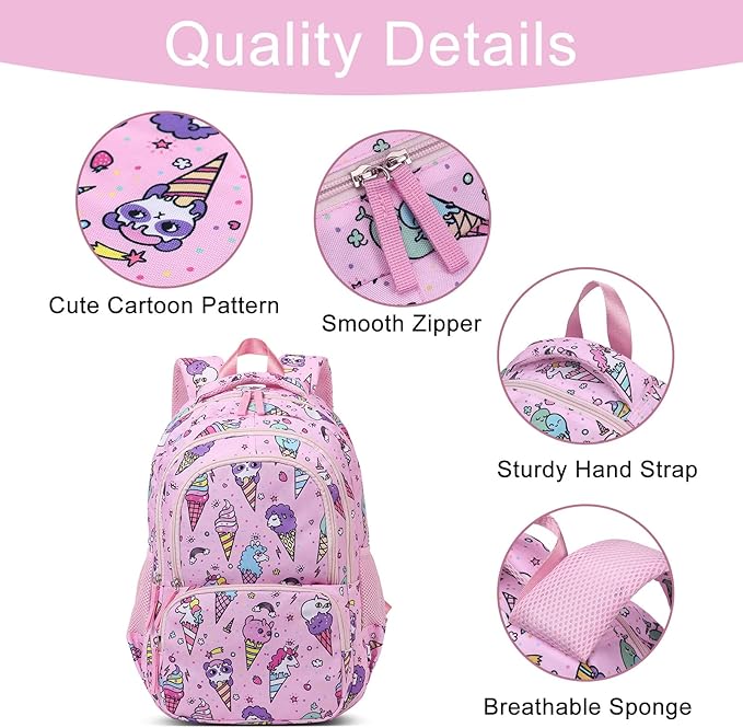 CLUCI Kids Backpack for Girls Bookbags Preschool Backpack Toddler Daycare School Bag Elementary Kindergarten Lightweight Waterproof Pink Unicorn-CubbioJoy