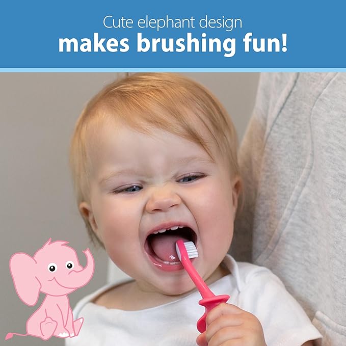 Dr. Brown's Infant-to-Toddler Toothbrush, Elephant, Pink, 0-3 Years-CubbioJoy