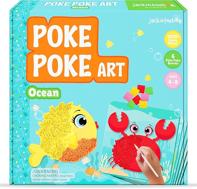 jackinthebox Poke Poke Art – Ocean Theme, Mess-Free Fabric Art and Craft, Flower Pressing Kits, Gift for Kids, Toys for Girls and Boys Ages 4 5 6 7 8-CubbioJoy