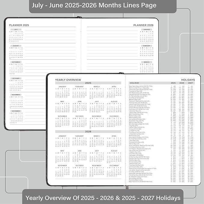 2025-2026 Appointment Book & Planner - Jul 2025 - Jun 2026, Daily Hourly Planner, 5.75" X 8.25", 60-Minute Interval, Faux Soft Leather Cover, Premium Paper, Academic Calendar, Pen Holder, Inner Pocket-CubbioJoy