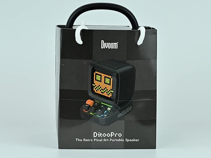 Divoom Ditoo Retro Pixel Art Game Bluetooth Speaker with 16X16 LED App Controlled Front Screen (Black)-CubbioJoy