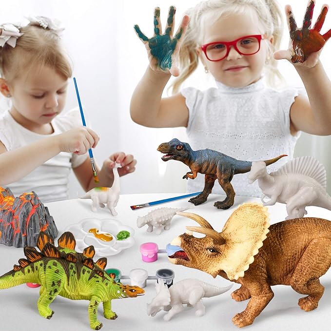 3D Dinosaurs Painting Kit with 12 Dinos for Kids Age 3-15, Arts and Crafts Kits Drawing Toys with Dinosaurs Set Creativity Gifts for Boys and Girls-CubbioJoy