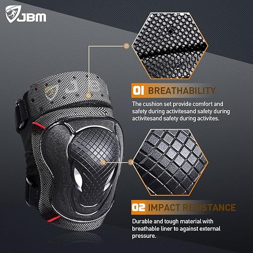 JBM Teenager Adult Bike Knee Pads and Elbow Pads with Wrist Guards Protective Gear Set for Biking, Riding, Cycling and Multi Sports Safety Scooter, Skateboard, Bicycle-CubbioJoy