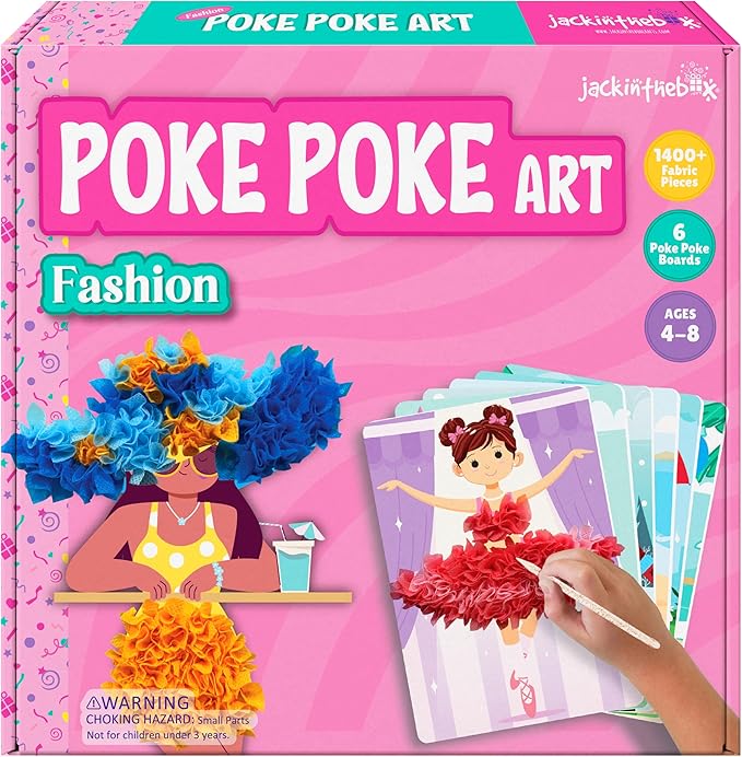 jackinthebox Poke Poke Art for Kids - Fashion Theme, Mess-Free Fabric Art and Craft, Flower Pressing Kits, Gift for Kids, Girl Gifts, Toys for Girls Ages 4 5 6 7 8-CubbioJoy