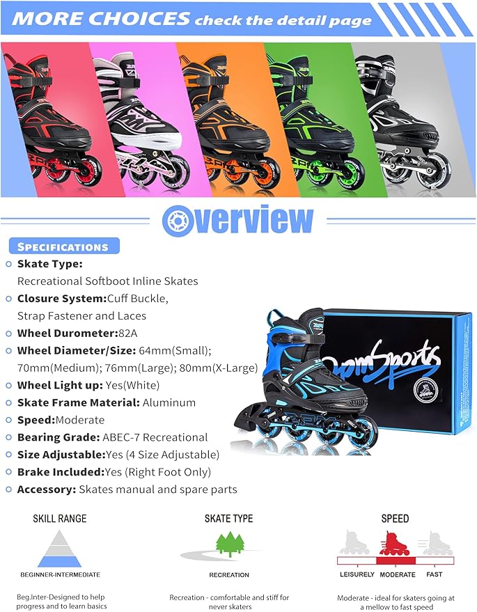 2PM SPORTS Vinal Girls Adjustable Flashing Inline Skates, All Wheels Light Up, Fun Illuminating Skates for Kids Men Adult Women and Boys-CubbioJoy