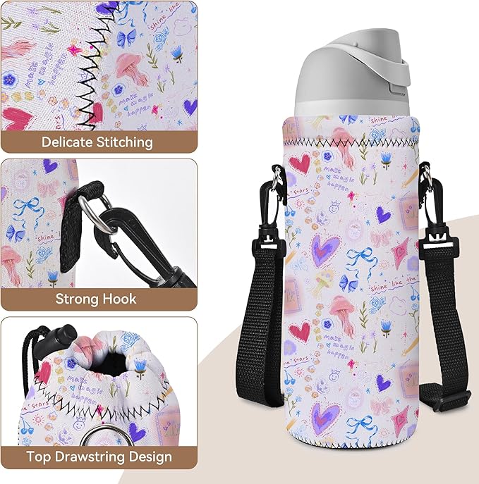 AUPET Water Bottle Bag Carrier,24oz/32oz Insulated Neoprene bottle Sling Holder Case Pouch Cover for 1000ML/750ML Bottles with Shoulder Strap for walking-CubbioJoy