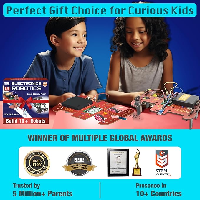 Butterfly EduFields 10-in-1 STEM Robotics Kit for Kids Ages 8-14 | Electronics & Engineering Science Kit with Circuit Board Projects | Educational Robot Building Kit-CubbioJoy