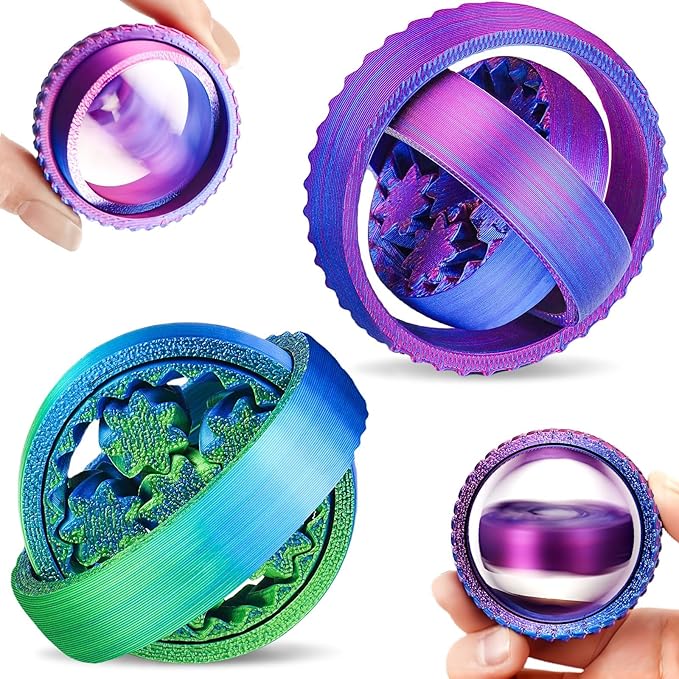 2-Pack 3D Printed Fidget Spinners for Kids & Adults - Stress Relief Toys for ADHD, Anxiety & Sensory Needs | Quiet Office Desk Toy & Party Favors - Birthday Goodie Bag Fillers for Kids-CubbioJoy