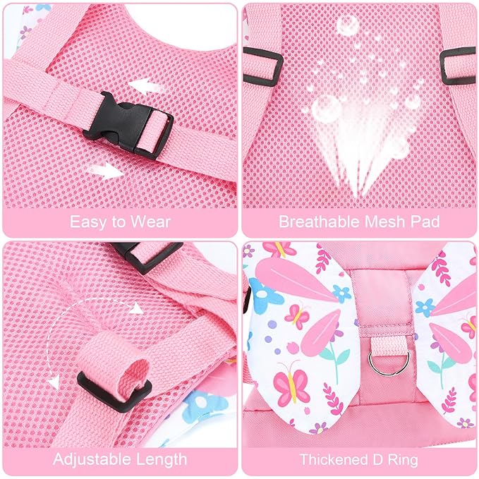 Accmor Toddler Harness Leash, 3 in 1 Cute Butterfly Kids Leash + Anti Lost Wrist Link for Outdoor Travel, Adorable Child Walking Harness Wristband Assistant Strap Belt Protector for Baby Girls (Pink)-CubbioJoy