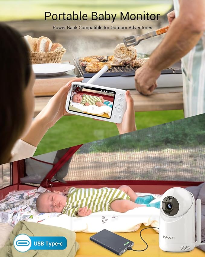 2K Video Baby Monitor with Camera and Audio, 3000ft Long Range Baby Monitor No WiFi 5.5" FHD Screen ANC Baby Camera Wireless, Feeding Clock, Night Vision, 2-Way Talk, AI Cry Detect, 6000mAh-CubbioJoy