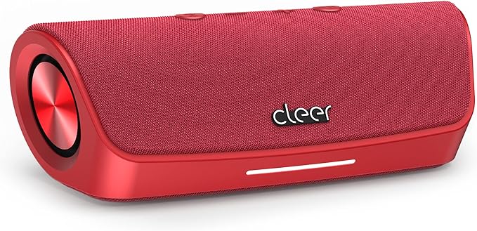Cleer Scene Portable Bluetooth Speaker,IPX7 Waterproof,Powerful Sound and Deep Bass,Built-in Echo and Noise Canceling Microphone,12 Hours Battery,for Office,Home,Outdoors and Travel-Red-CubbioJoy