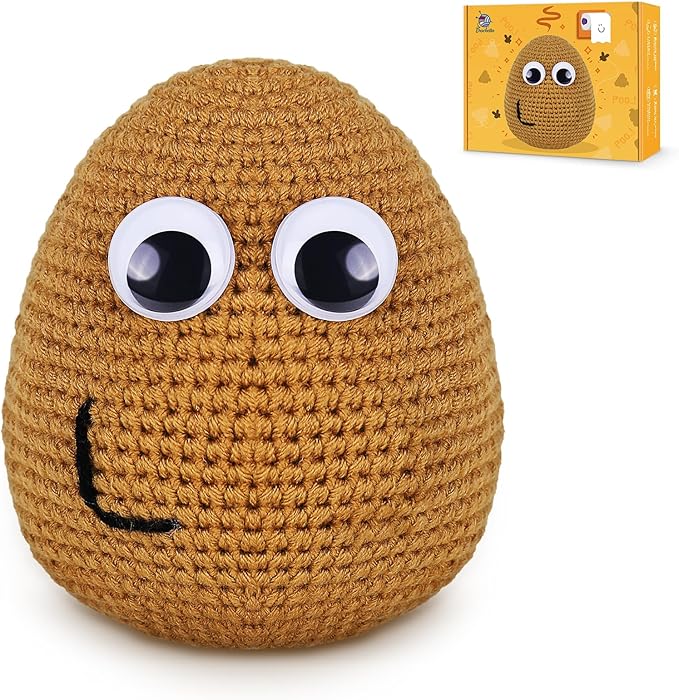 Crochetta Crochet Kit for Beginners, Crochet Kit w Step-by-Step Video Tutorials, Crochet Starter Kit Learn to Crochet Kits for Adults Kids Beginners, Crochet Poop (40%+ Yarn)-CubbioJoy