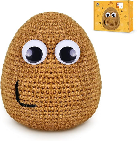 Crochetta Crochet Kit for Beginners, Crochet Kit w Step-by-Step Video Tutorials, Crochet Starter Kit Learn to Crochet Kits for Adults Kids Beginners, Crochet Poop (40%+ Yarn)-CubbioJoy