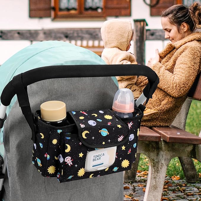 Accmor Universal Stroller Organizer with Insulated Cup Holder and Shoulder Strap, Stroller Bag Caddy Organizer Stroller Accessories for Uppababy, Baby Jogger, Nuna, Doona, Britax Strollers-CubbioJoy