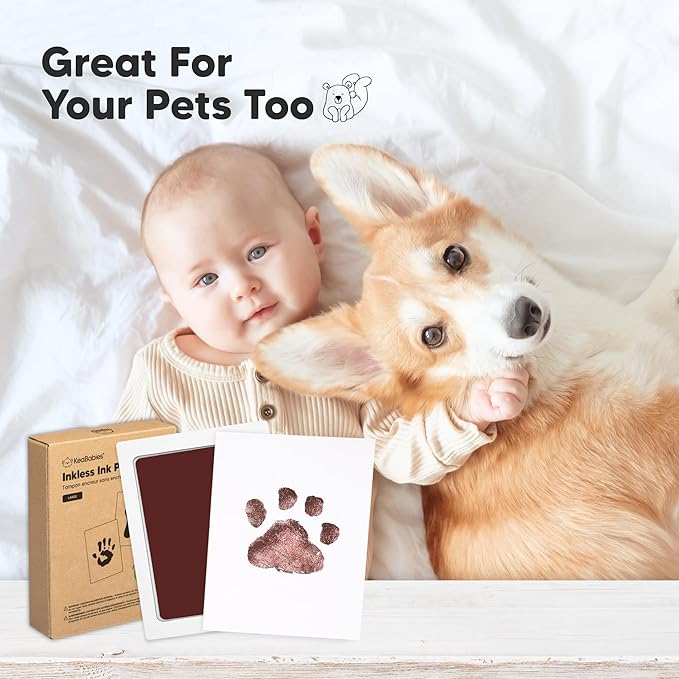 4-Pack Inkless Baby Hand and Footprint Kit - Mess Free Ink Pad for Newborn Keepsake, Dog Nose & Paw Print Kit, Clean Touch Ink Pad for Baby Hand & Footprints, Ideal New Mom Gifts (Auburn, L)-CubbioJoy