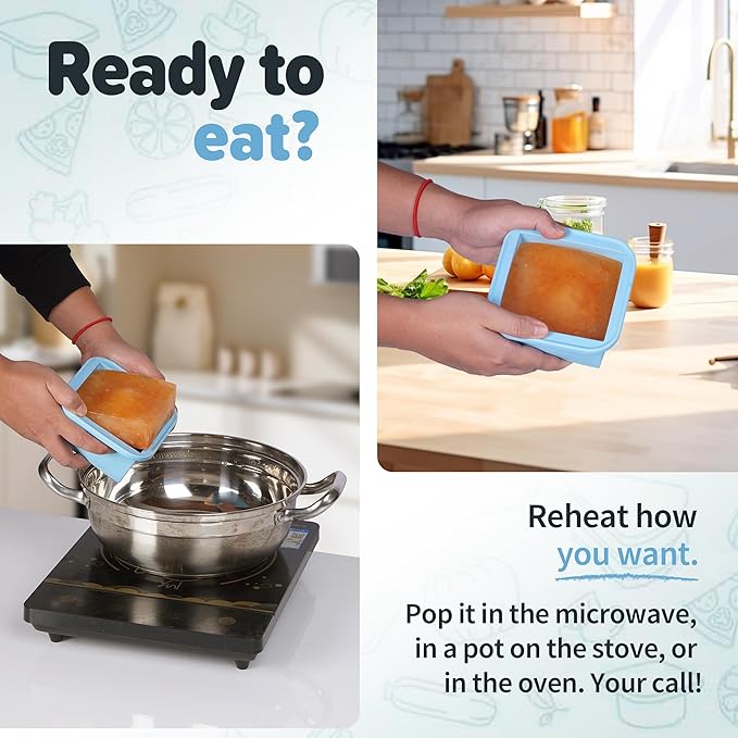 2-Cup Silicone Freezer Trays with Lids – Perfect for Meal Prep, Portion Control, and Easy Freezing-Meal Prep Container Molds for Soup,Leftovers (Aqua, 2 Pack)-CubbioJoy