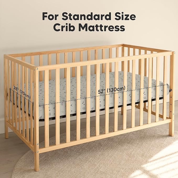 KeaBabies 2-Pack Muslin Crib Sheets for Boys, Girls - 100% Organic Cotton Fitted Baby Crib Mattress Sheet, Soft Breathable Standard Toddler Bed Cover Bedding Set, Neutral, Durable 52x28 (Woodland)-CubbioJoy