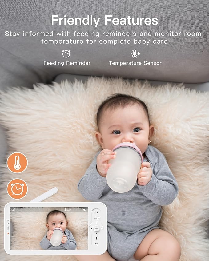 ARENTI Video Baby Monitor with Camera and Audio, 5-inch Smart Baby Camera Monitor with Free Phone App, 1080P, VOX, PTZ, One-Touch Call, Temp Sensor, Lullaby, Night Vision, Auto Tracking, 2-Way Talk-CubbioJoy