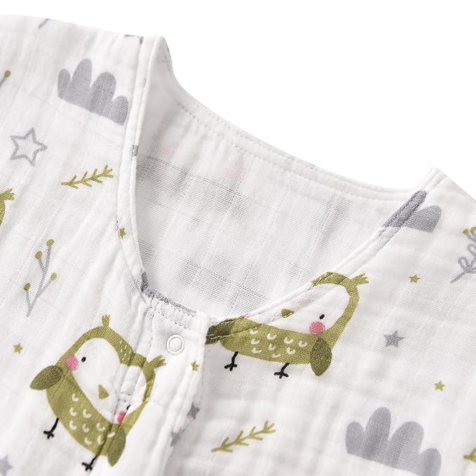 Baby Sleep Sack 2-4 T Baby Wearable Blanket 100% Organic Cotton 0.5 TOG Toddler Sleeping Sack 2- Way Zipper Soft Lightweight X-Large Owl-CubbioJoy