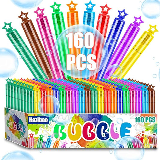 160 PCS Mini Star Bubble Wands for Kids, 10 Colors Bulk Bubble Wand with Star Top, Perfect for Party Favors, Wedding, Birthday, Carnival, Summer Outdoor Toys,Goody Bags Stuffer,Prize-CubbioJoy