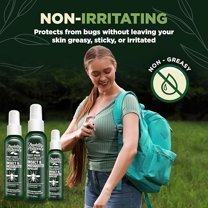 Deet-free Insect & Mosquito Repellent Travel Pack (2, 4, 8oz) – Nice Smelling Insect Repellent with Lemongrass Oil Safe for Pets and Kids – Bug Spray for Mosquitoes, Gnats, Black Flies, and No-see-ums-CubbioJoy