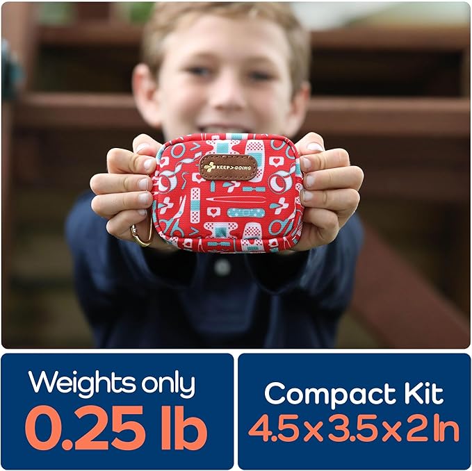KEEP>GOING KeepGoing Small Travel First Aid Kit Kids – 60 Pc. Mini First Aid Kit for Purse, Diaper Bag, & Backpack with Latex-Free Bandages – 4 Oz., & 4.5 x 3.5 x 2 in, TSA-Approved-CubbioJoy