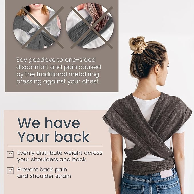 Baby Wraps Carrier Newborn to Toddler – Soft, Hands-Free & Stretchy – Cotton – Ergonomic, Breathable, Machine Washable – Newborn Baby Sling Carrier – Adjustable Fit (8-35 lbs)-CubbioJoy