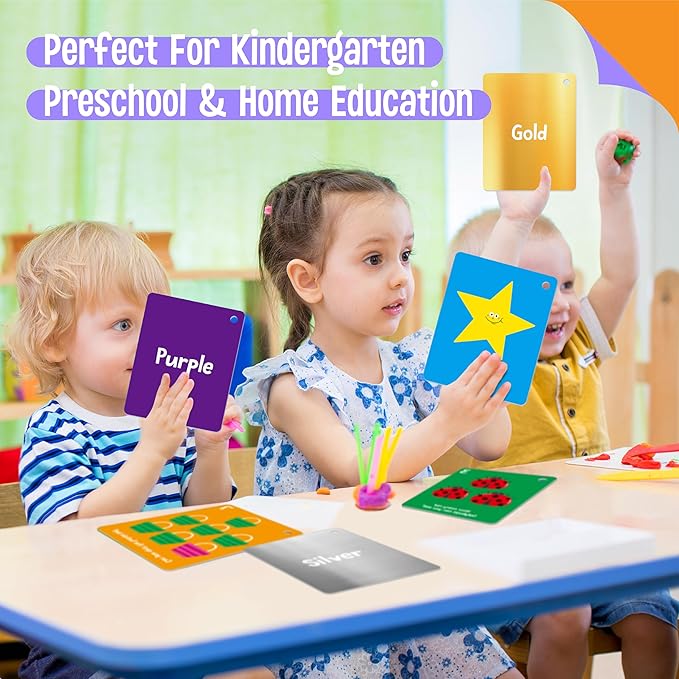 Color & Shape Flashcards, 50 Double-Sided Cards (30 Colors & 20 Shapes) Colorful Cards Educational Learning Tools for Preschool and Toddlers (3 Reclosable Rings Attached)-CubbioJoy