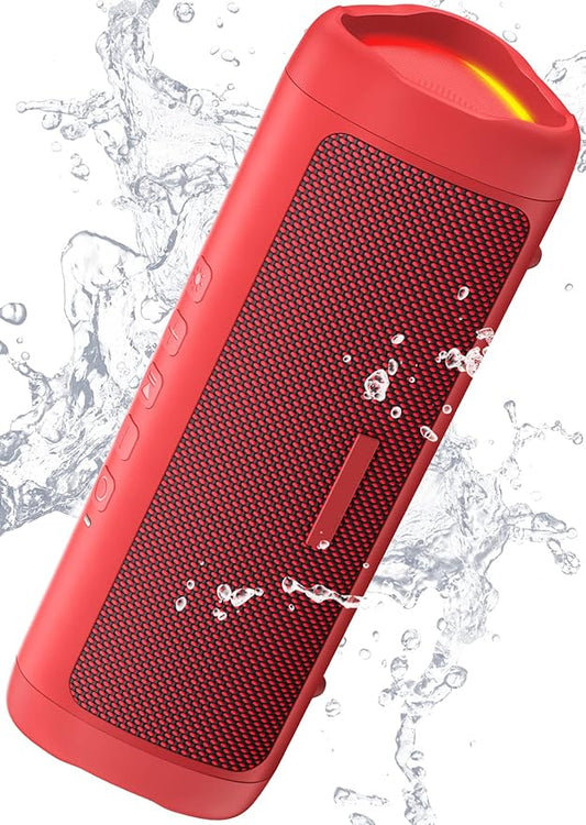 Bluetooth Speaker with HD Sound, Portable Wireless, IPX5 Waterproof, Up to 20H Playtime, TWS Pairing, BT5.3, for Home/Party/Outdoor/Beach, Stocking Stuffers, White Elephant Gifts for Adults (Red)-CubbioJoy