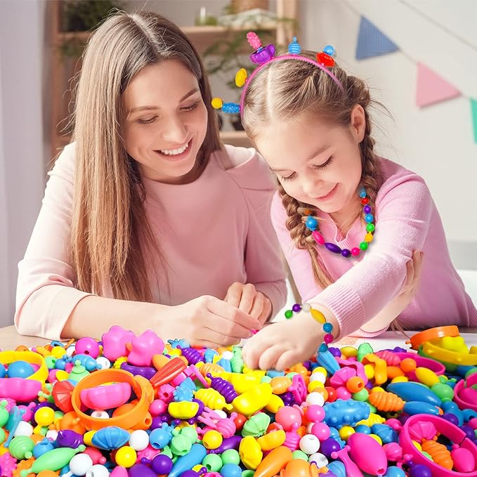 Arthopt Snap Pop Beads Jewelry Making Kit for Girls with 700+ pcs Arts and Crafts Toys for Kids 3-7 Years Old, DIY Snap Beads Bracelets Necklace Ring Toy Set Birthday Gifts for Girls 4 5 6 7 8-CubbioJoy