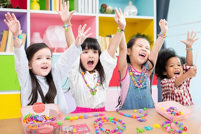 BIRANCO. Deluxe Beading Set with 350+ Pop Beads Include Butterfly, Bee, Dragonfly with Transparent Wings, and Ladybug Jewelry Making Kit for Kids Ages 3-8-CubbioJoy