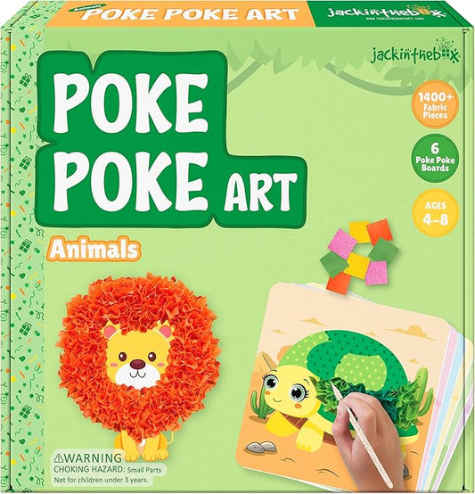 jackinthebox Poke Poke Art – Animals Theme, Mess-Free Fabric Art and Craft, Flower Pressing Kits, Gift for Kids, Girl Gifts, Boy Gift, Toys for Girls and Boys Ages 4 5 6 7 8-CubbioJoy