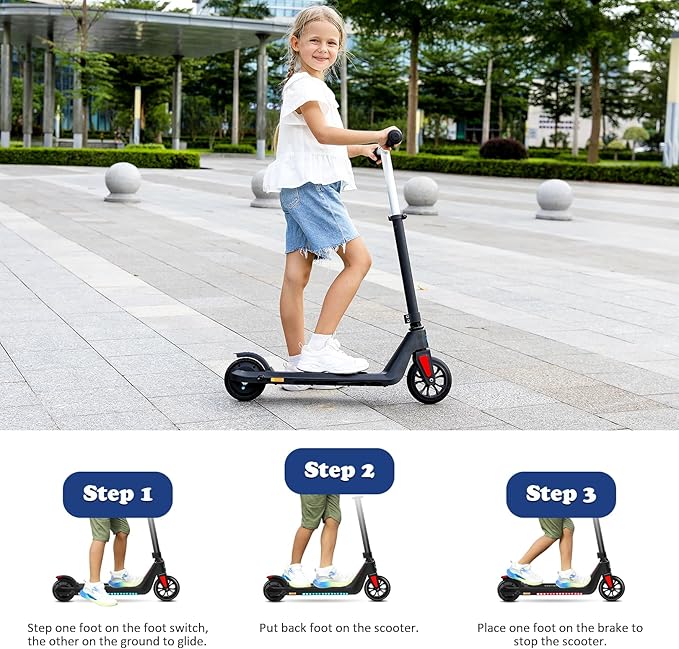 Caroma Electric Scooter for Kids Ages 6-12,150W/180WMotor,10 MPH Max Speed & 7 Miles,Colorful Lights,Adjustable Height & Speed,LED Display,Foldable Kids Electric Scooter 132 Lbs Max Load,Idea Gift-CubbioJoy